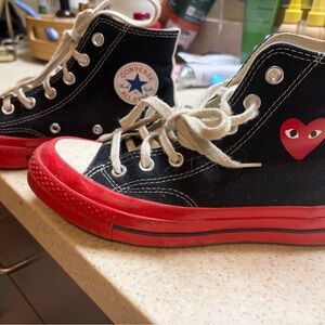 Converse Black and Red Heart High-Tops